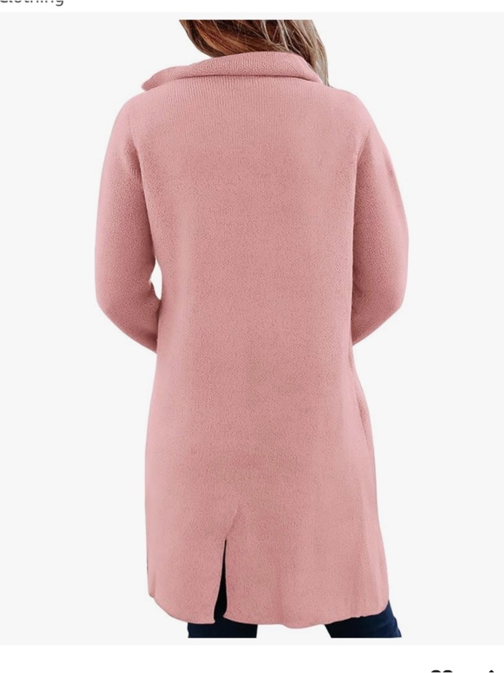 Longline Double-Breasted Pink Knit Cardigan Coat - Picture 3 of 3